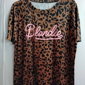 Blondie Leopard Print Short Sleeve Tee - Brown